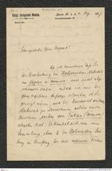 Nachlass Franz Steindachner, Brief von P. Pappenheim an Franz Steindachner (04.12.1907), Inv.Nr. 382.03, Seite 1